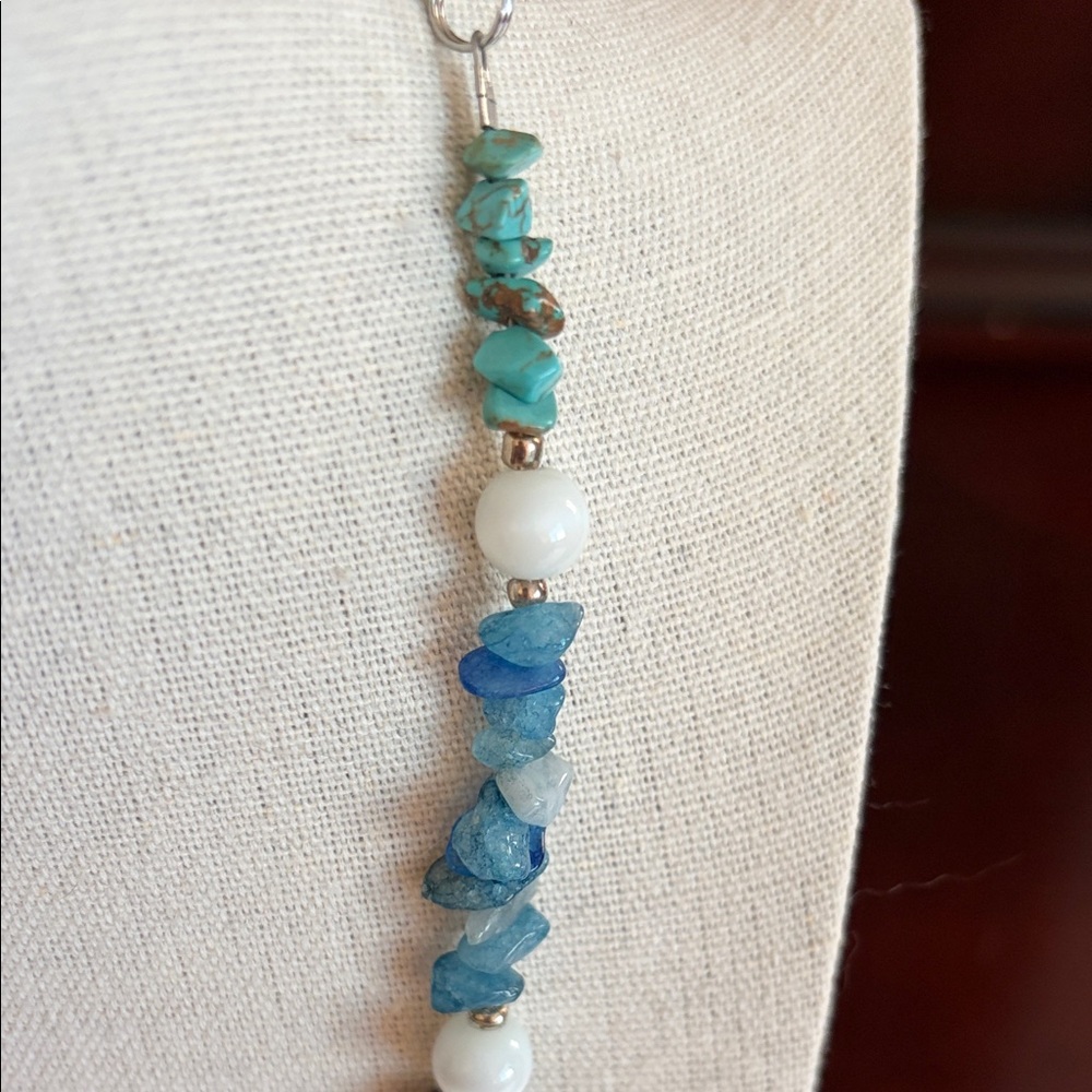 Stone Chip and Cats Eye Glass Bead Necklace #404 - Picture 3 of 6